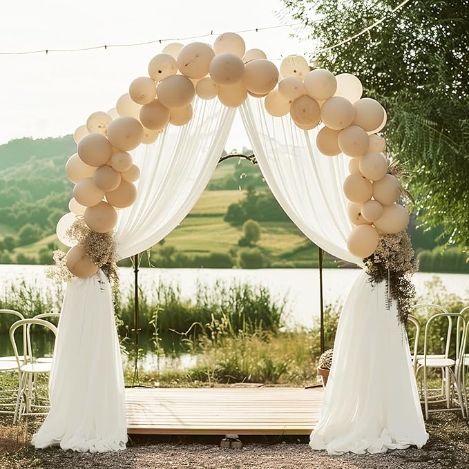 Ivory Wedding Arch Draping Fabric Backdrop Drapes Sheer 3 Panels | 28.7"x20FT - Image 7
