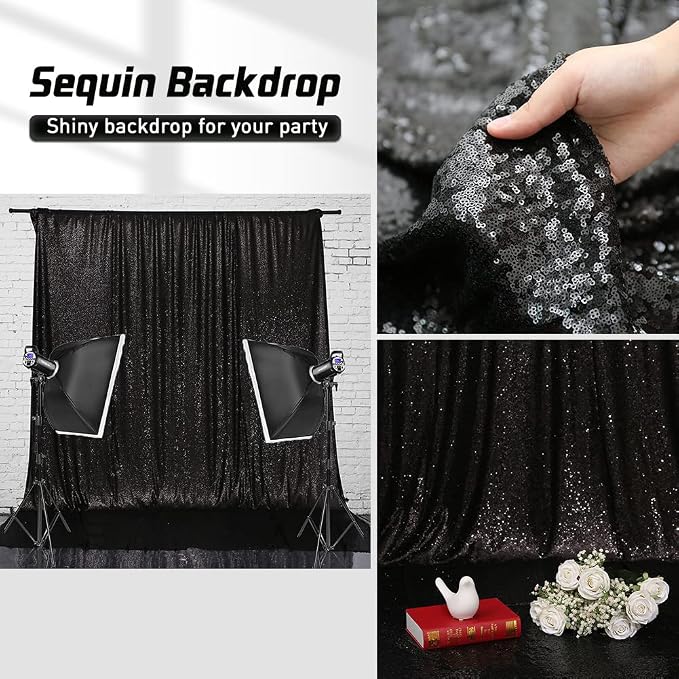 Eternal Beauty Black 3mm Sequin Backdrop 8x10 Ft - Image 8