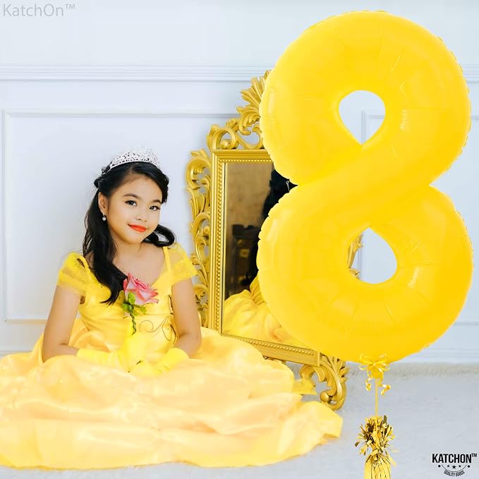 KatchOn Yellow Number 8 Balloon 40 Inch, 8 Balloon | 8th Birthday Decorations - Image 2
