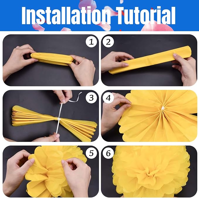 Qimoo 20pcs White Paper Pom Poms Decorations, DIY Decorative Tissue Paper - Image 3