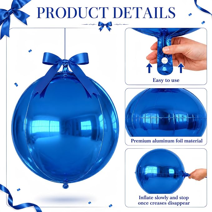 Dark Blue Round Foil Balloons - Image 7