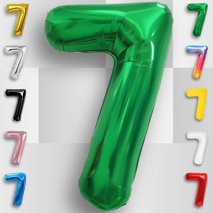 Green Number Balloon 7 Mylar Foil Balloons 16 inch - Image 6