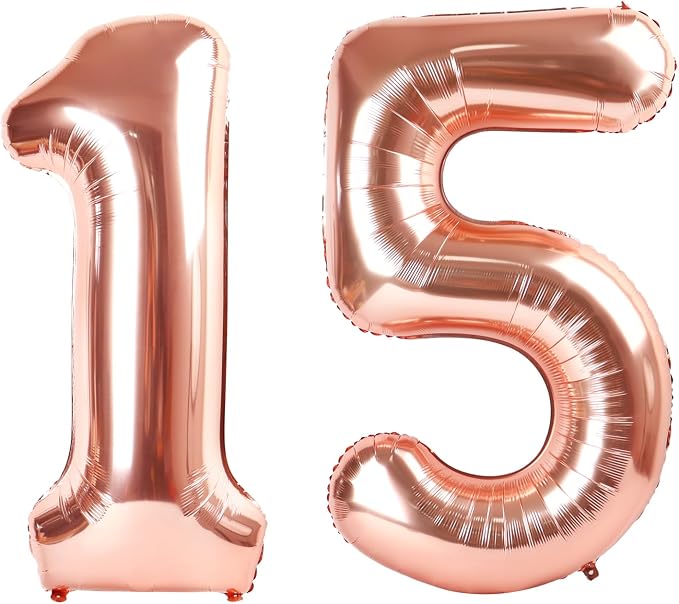 15 Balloon Number 40 Inch Rose Gold Balloons by Mluchee