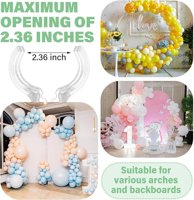 LemonRoad 20 Pack Large Balloon Arch Clips Plastic Transparent Backdrop Spring - Image 3