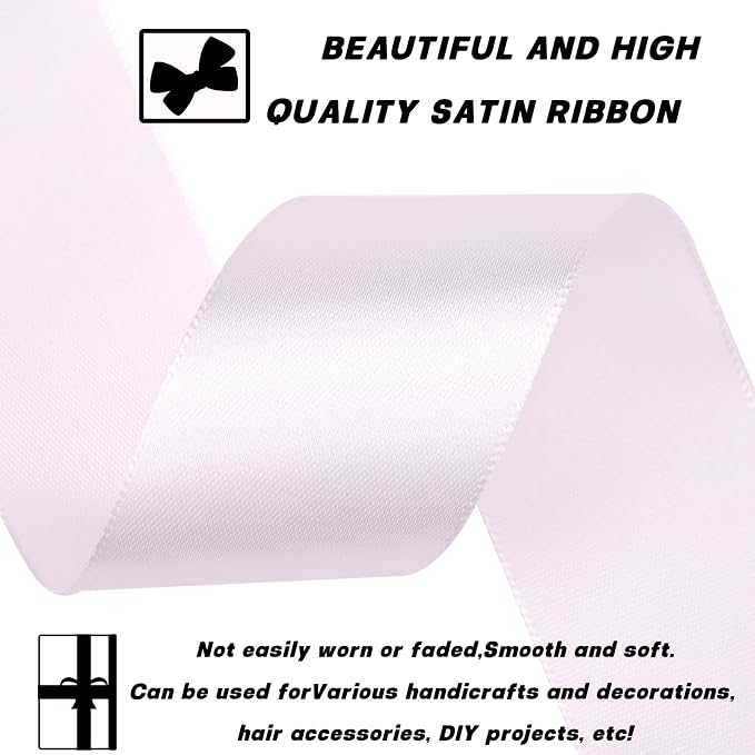 1-1/2 Inch 30 Yards White Solid Satin Ribbon - Image 3