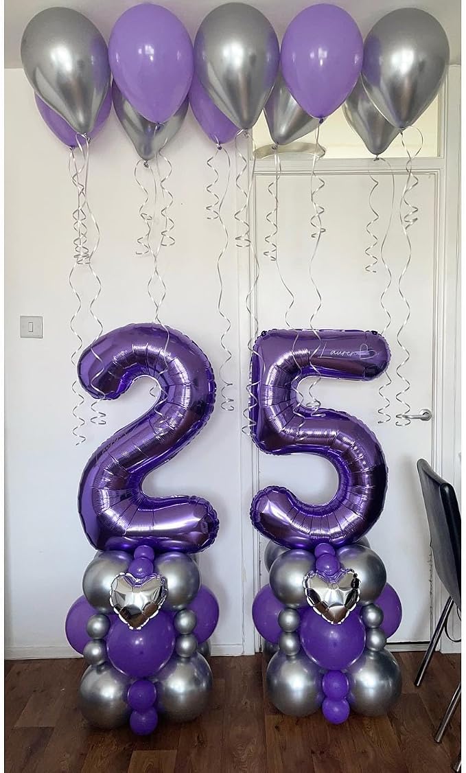 Number 18 Purple Balloons 40 Inch Giant Purple 18 Number Foil Helium Balloons - Image 6