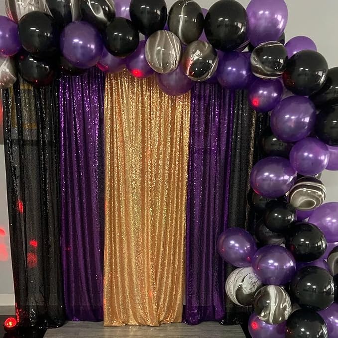 Poise3EHome Purple Sequin Backdrop Curtains, 2 Panels 2FTx8FT Glitter Background - Image 7