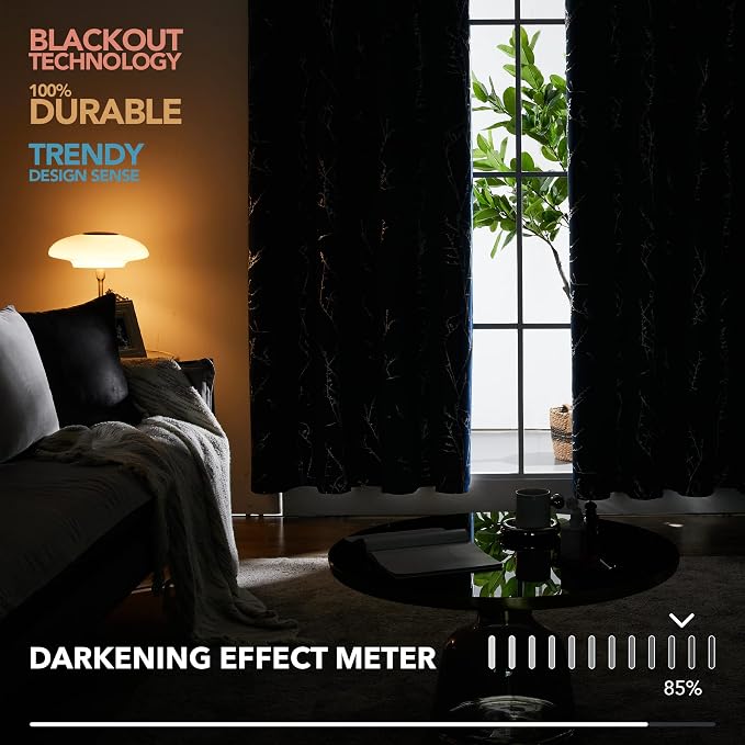 Deconovo Living Room Curtains 63 Inches Long, Thermal Insulated, Room Darkening - Image 5