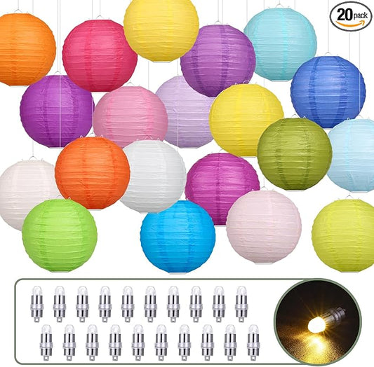 LIHAO 20PCS Colorful Paper Lanterns by LIHAO