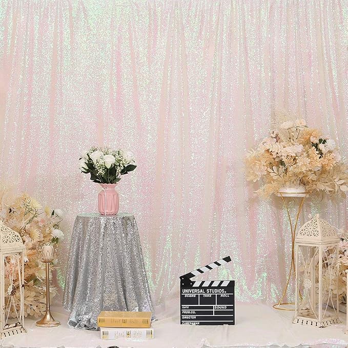 Eternal Beauty White Iridescent 3mm Sequin Backdrop 10x10 Ft - Image 4