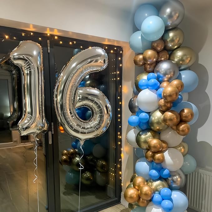 Silver 0 Balloon, 40 Inch Number 0 Balloon, Birthday Balloon Decorations - Image 2