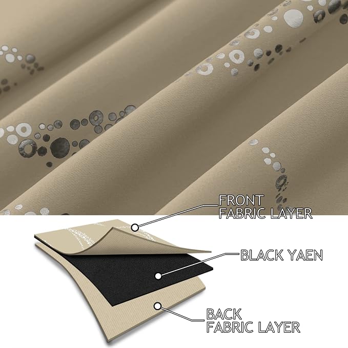 Yakamok Natural Light Blocking Curtains 84 Inches Silver Print 2 Panels | - Image 4