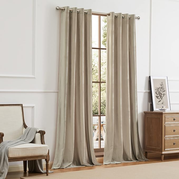 BULBUL Velvet Champagne Grommet Blackout Curtains 72 inch - Image 9