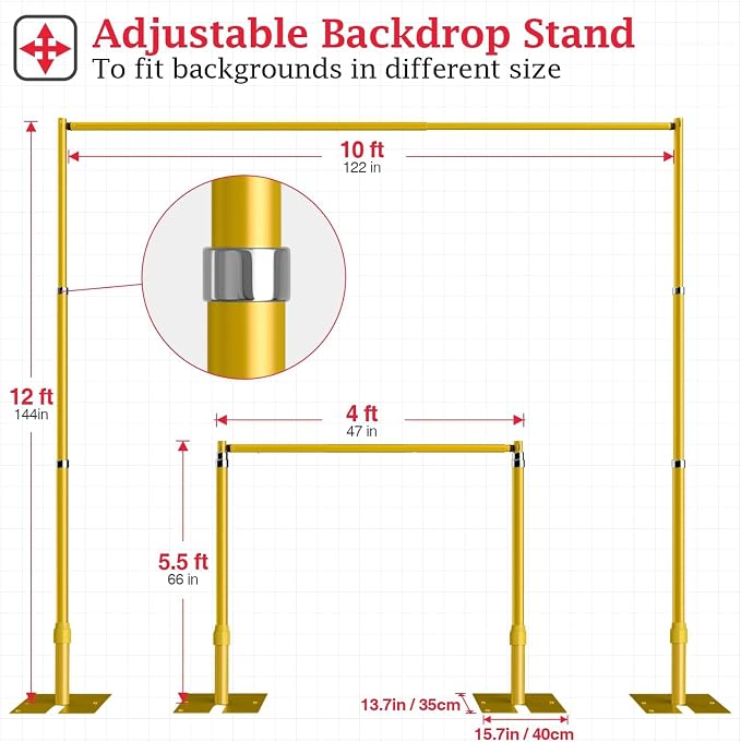 EMART 12x10ft Heavy Duty Backdrop Stand Frame - Image 4