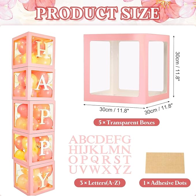 uxcell 5 Pcs Party Balloon Boxes, Transparent Balloon Boxes - Image 2