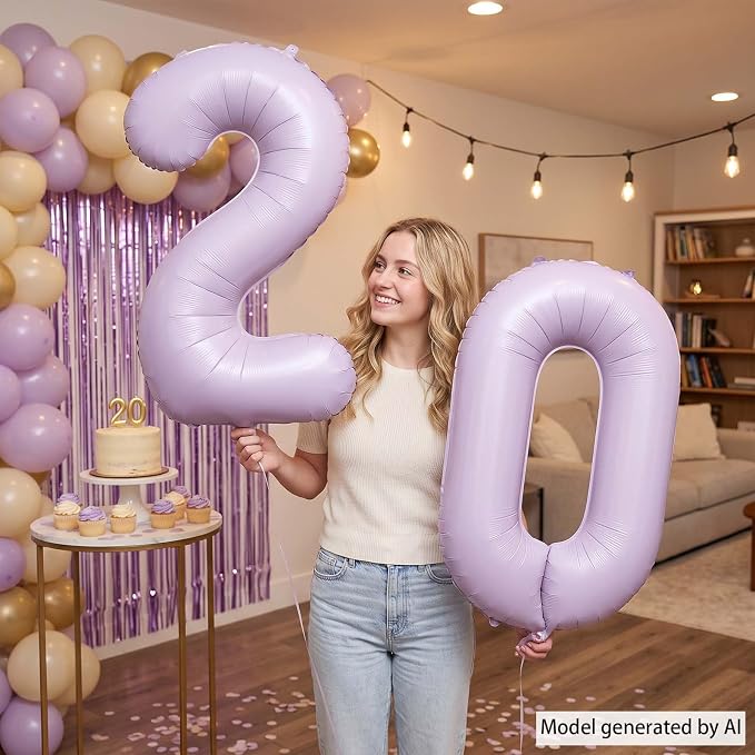 Cream Purple Number 0 Balloon 40 Inch, Foil Numeral - Image 2