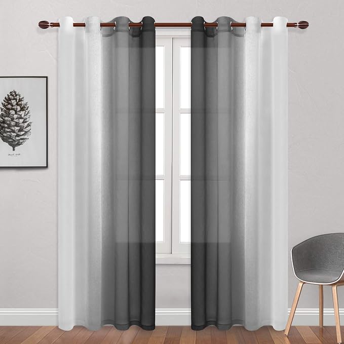DWCN Black Ombre Sheer Curtains - Image 2