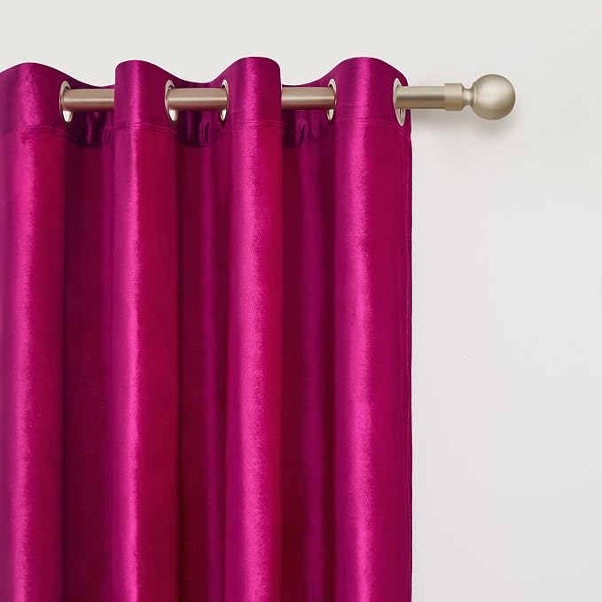 Hot Pink Velvet Blackout Curtains 72 inch - Image 2