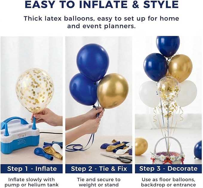 LovesTown Navy Blue Gold and White Balloons - Image 6