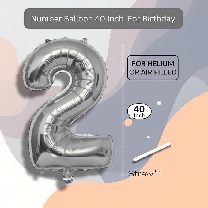 Yellow Number Balloon 2 Mylar Foil Macaron Balloons 40 inch - Image 8