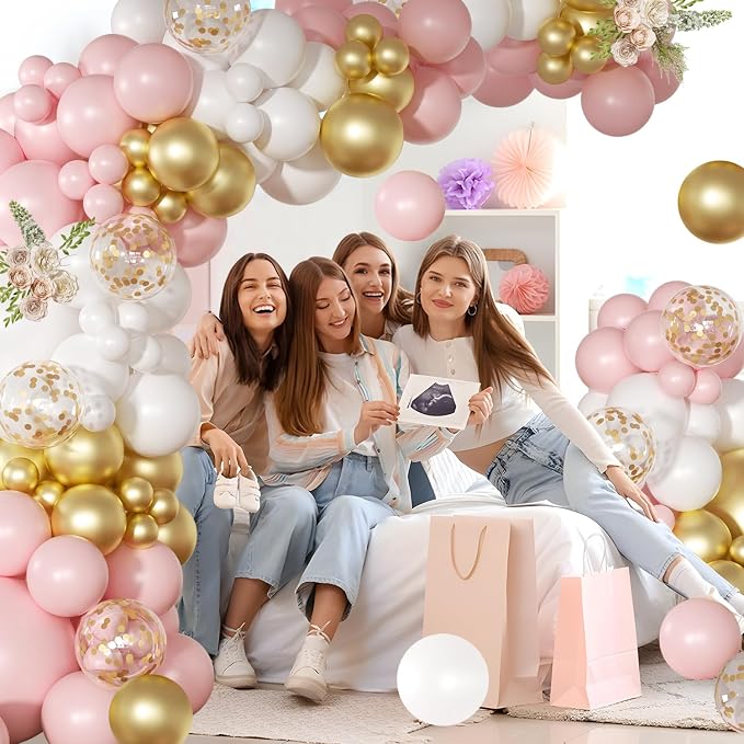 Pink White Gold Balloon Arch Kit, Bridal Shower & Party Decorations - Image 3