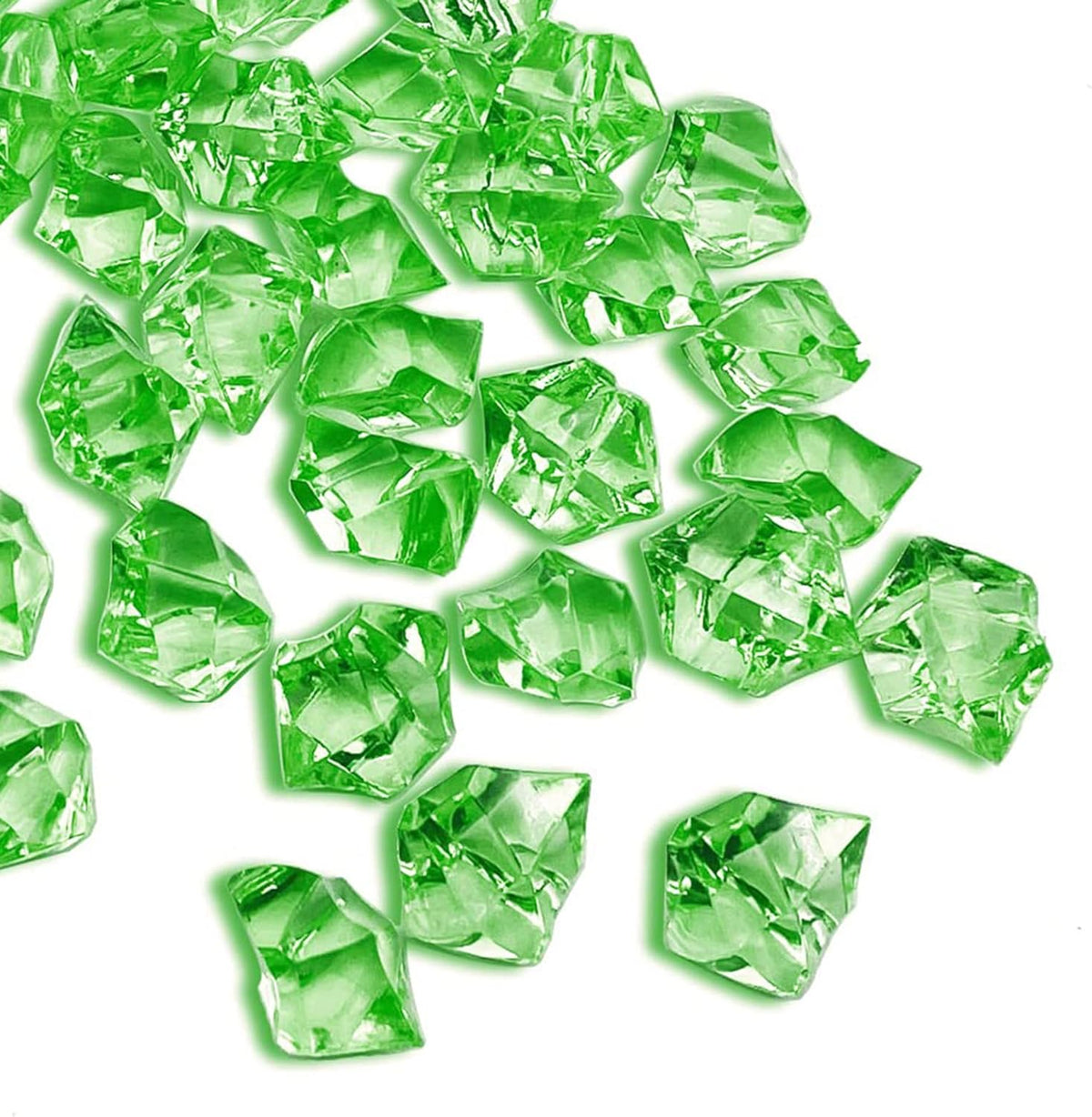 Vase Fillers for Home Decor, Fake Crushed Ice Cubes, 150 pcs Vase Fillers, Reusable Fake ice Cubes for Photography Accessories Props Decoration for Wedding Decor(irregular-16 * 22mmGreen)