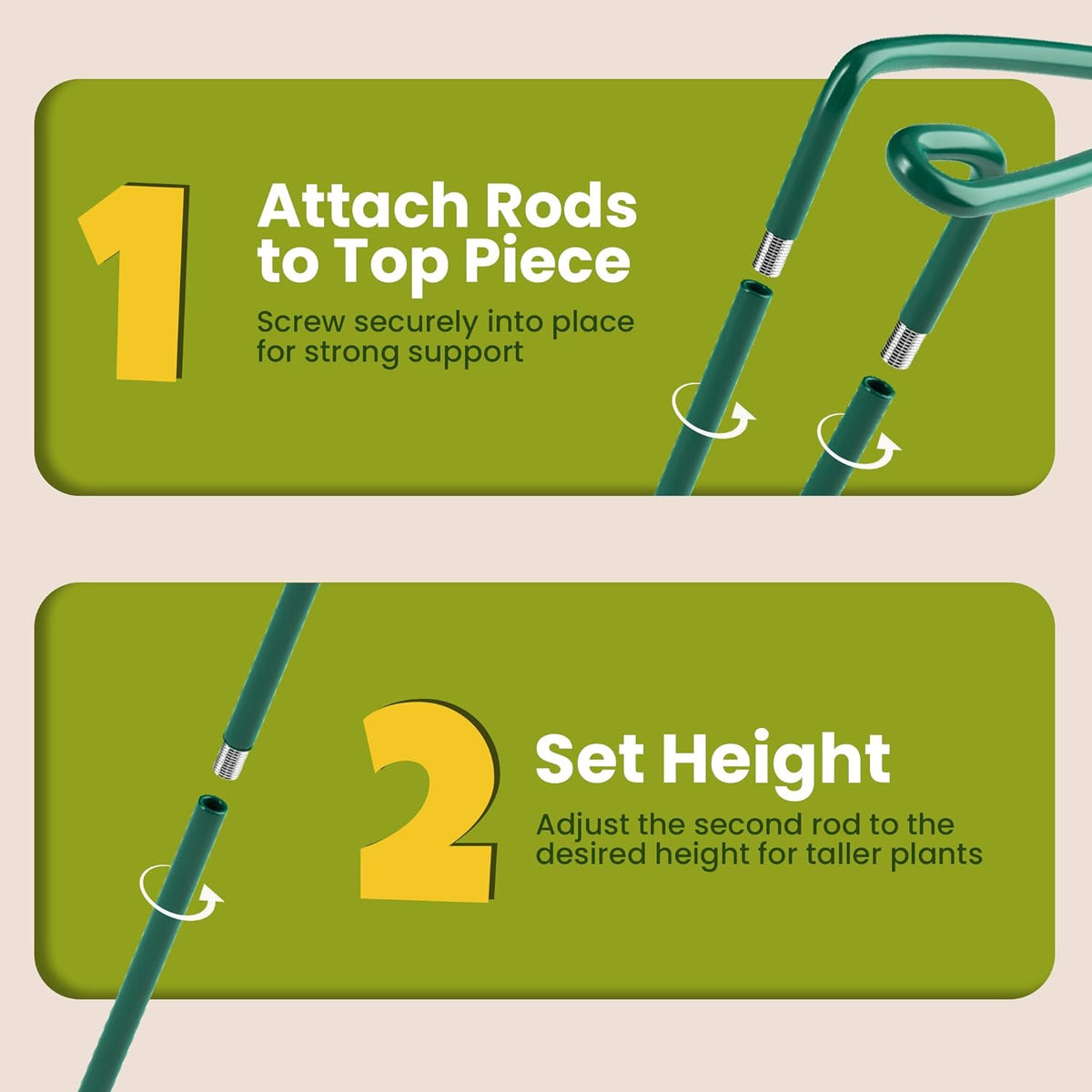 6 Pack Plant Support Stakes – Tall Plant Stakes for Indoor and Outdoor Gardens - Peony Cages and Supports - Cage Rings for Potted Flowers, Peony, Hydrangea, and Rose Bush (10" W x 16" - 24" H)