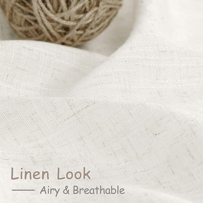 Beige White Linen Curtains 80 Inch Long - Image 5