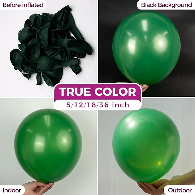 Bezente Green Balloons Latex Matte Party Balloons 150 Pack 5 inch Small | Dark - Image 2
