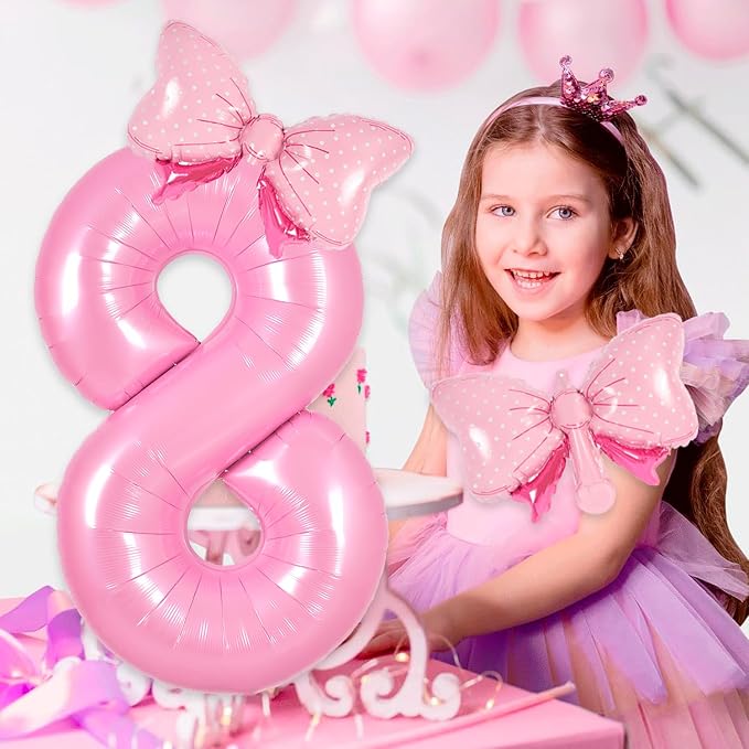 Pink Bow Birthday Decorations 28 Balloon Numbers - Image 5