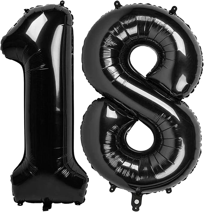 Numbers 17 Balloon 40Inch Black Balloons by Argthjy