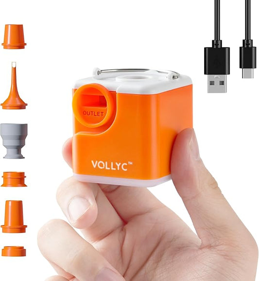Portable Air Pump for Inflatables, 2400mAh Ultra Powerful Mini Air Mattress Pump by VOLLYC