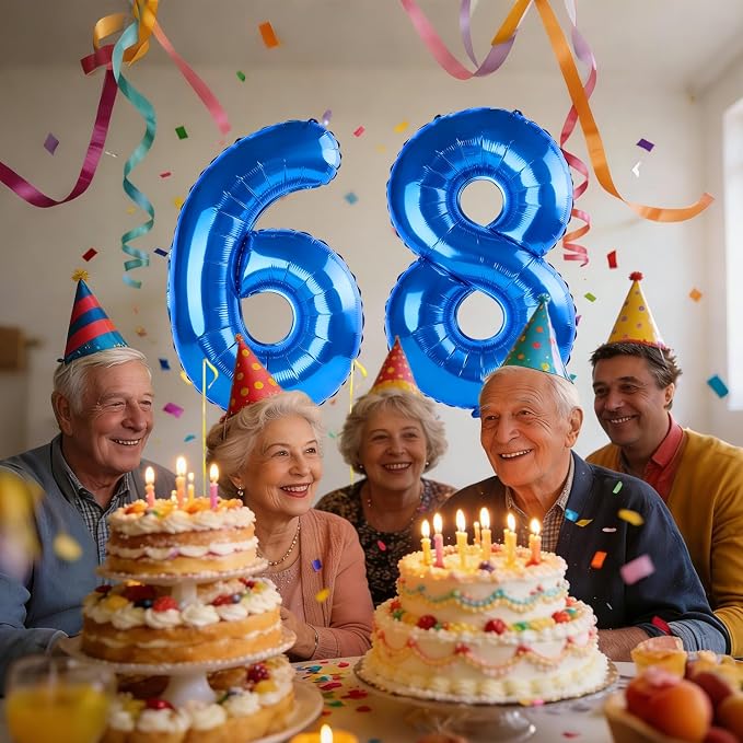 40 Inch Number 68 Balloons for 68th Birthday Party Decorations, 0-100 Dark Blue - Image 2