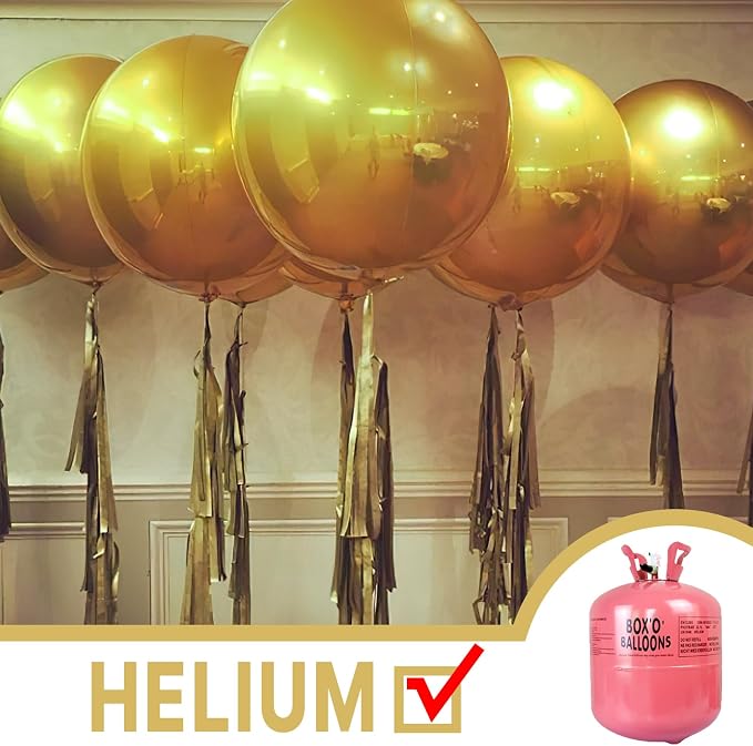 PartyWoo Metallic Gold Large Round Giant 4D Foil Balloons 6pcs 32 Inch | 32 Inch - Image 3