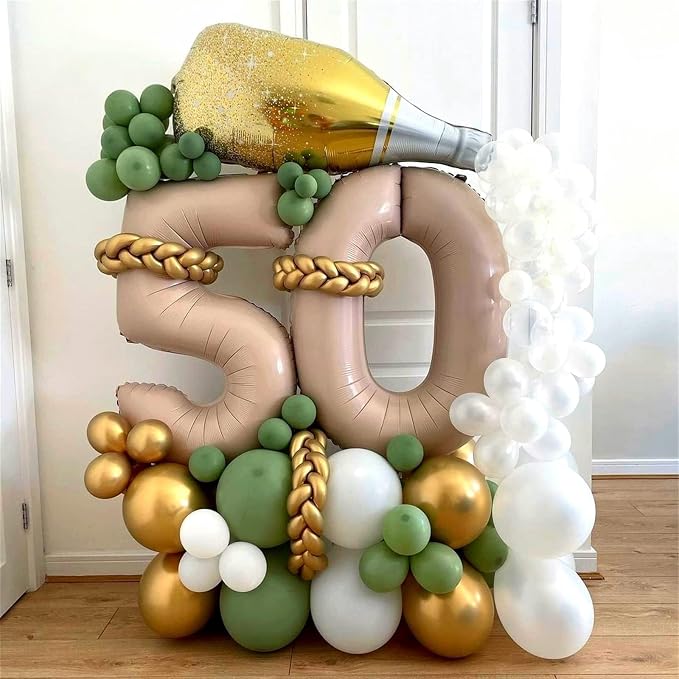 Nude Number 1 Balloons, 40 Inch Tan 1st Birthday Foil Balloon - Image 5
