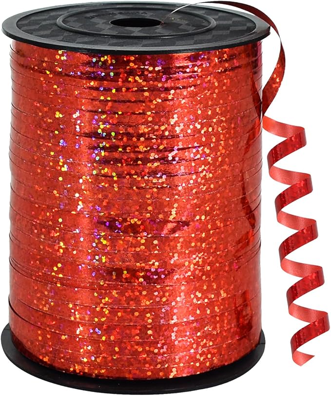 BEISHIDA 500 Yards Red Ribbon Crimped Curling, Balloon String Shiny Metallic by Beishida