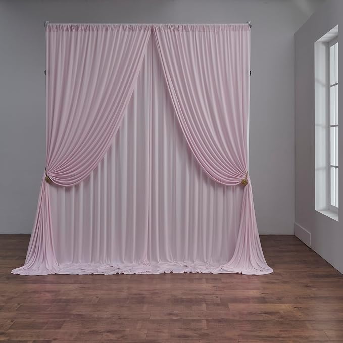 10 ft x 40 ft Baby Pink Backdrop Curtains - Image 4