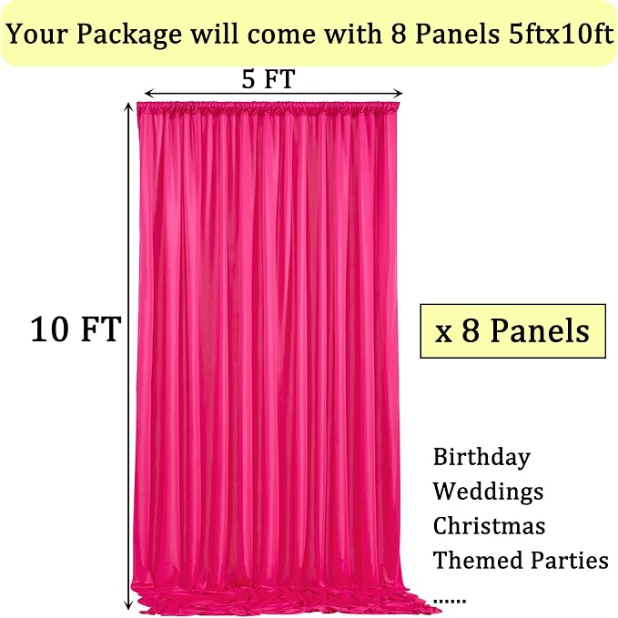 40ftx10ft Wrinkle Free Fuchsia Backdrop Curtains - Image 6