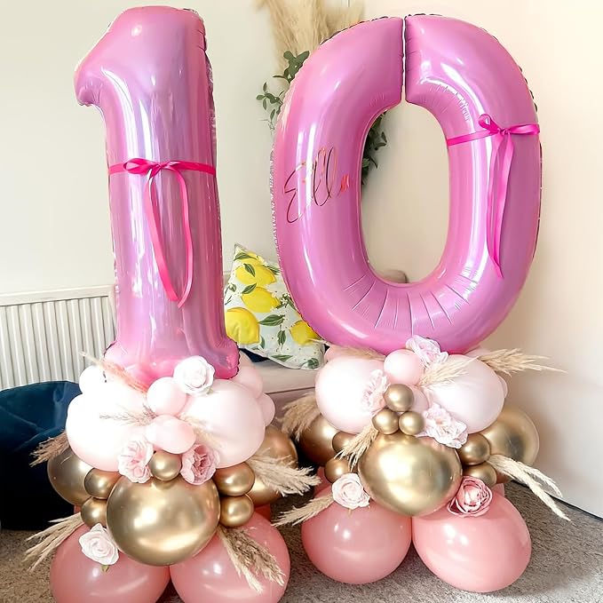 Pastel Pink 10 Balloon, Light Pink 10 Balloons Number, 40 Inch Helium Foil - Image 2