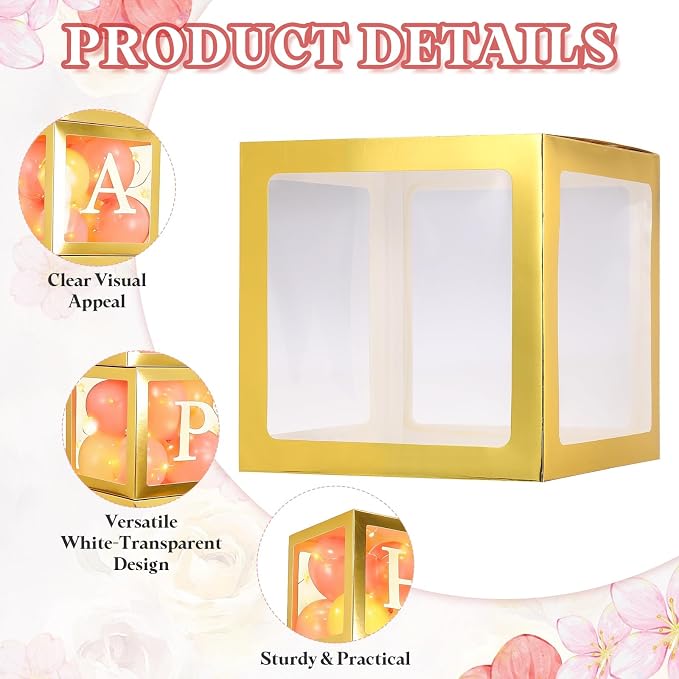 uxcell 4 Pcs Party Balloon Boxes, Transparent Balloon Boxes - Image 3
