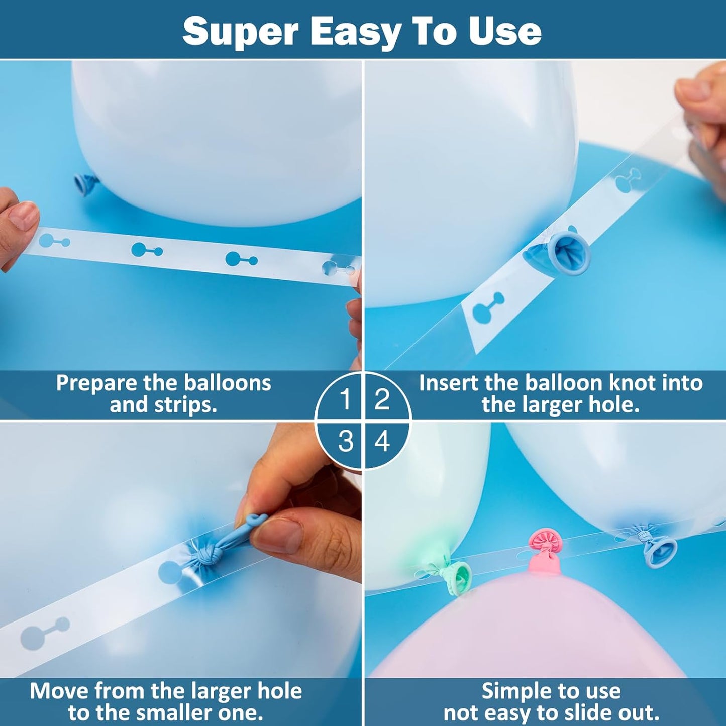 KICNIC Balloon Arch Kit, 6 Tape Strips and 6 Glue Point Dots for Garland, Party, Wedding, Birthday, Baby Shower, Graduation Decorations