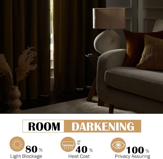 Beauoop Golden Brown Velvet Curtains - Image 4