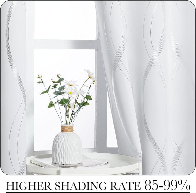 NICETOWN Greyish White Room Darkening Curtain Panels - Image 4