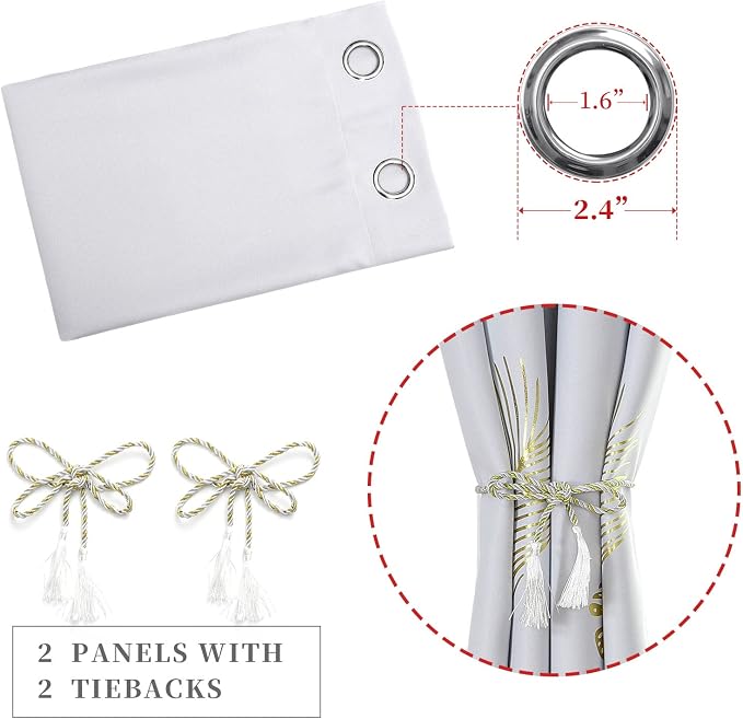 Greyish White Room Darkening Curtains 84 Inches Long - Image 4