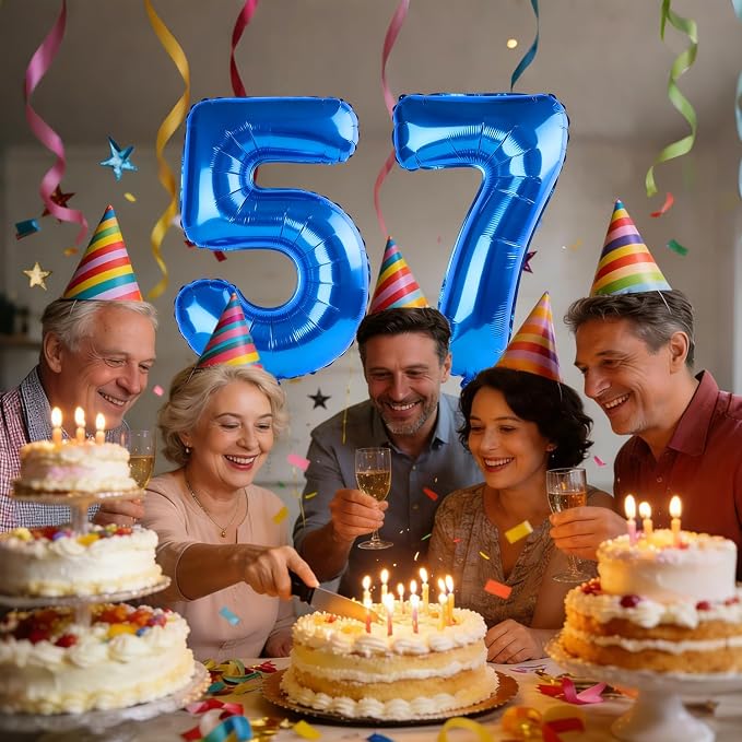 40 Inch Number 57 Balloons for 57th Birthday Party Decorations, 0-100 Dark Blue - Image 2