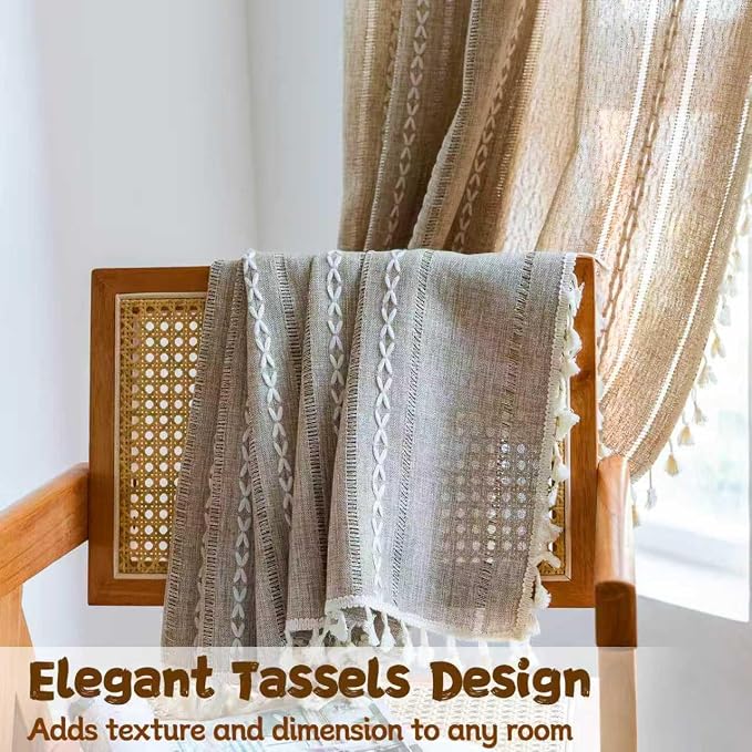 Sutuo Home Boho Curtains for Bedroom Living Room 63 Inch Length, Light - Image 4