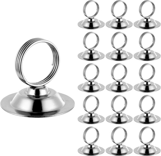 Urban Deco 16 PK Table Card Holder Place Card Holders Steel Card Holders for Photos, Food Signs, Memo Notes, Weddings, Restaurants, Birthday (Silver)