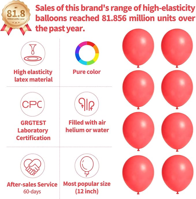 110pcs Pastel Red Balloon 12 Inch, Pastel Red Latex Balloons - Image 2