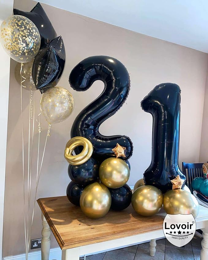Black 27 Number Balloons, 40 Inch Giant Number 27 Balloons Foil Mylar Helium - Image 6