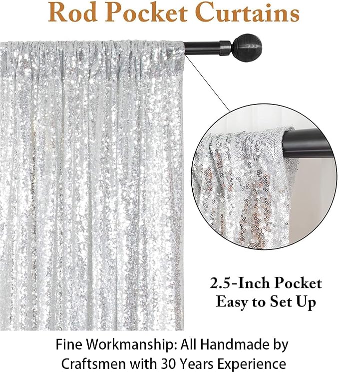 ShinyBeauty Silver Sequin Photo Backdrop 7x7ft - Image 3